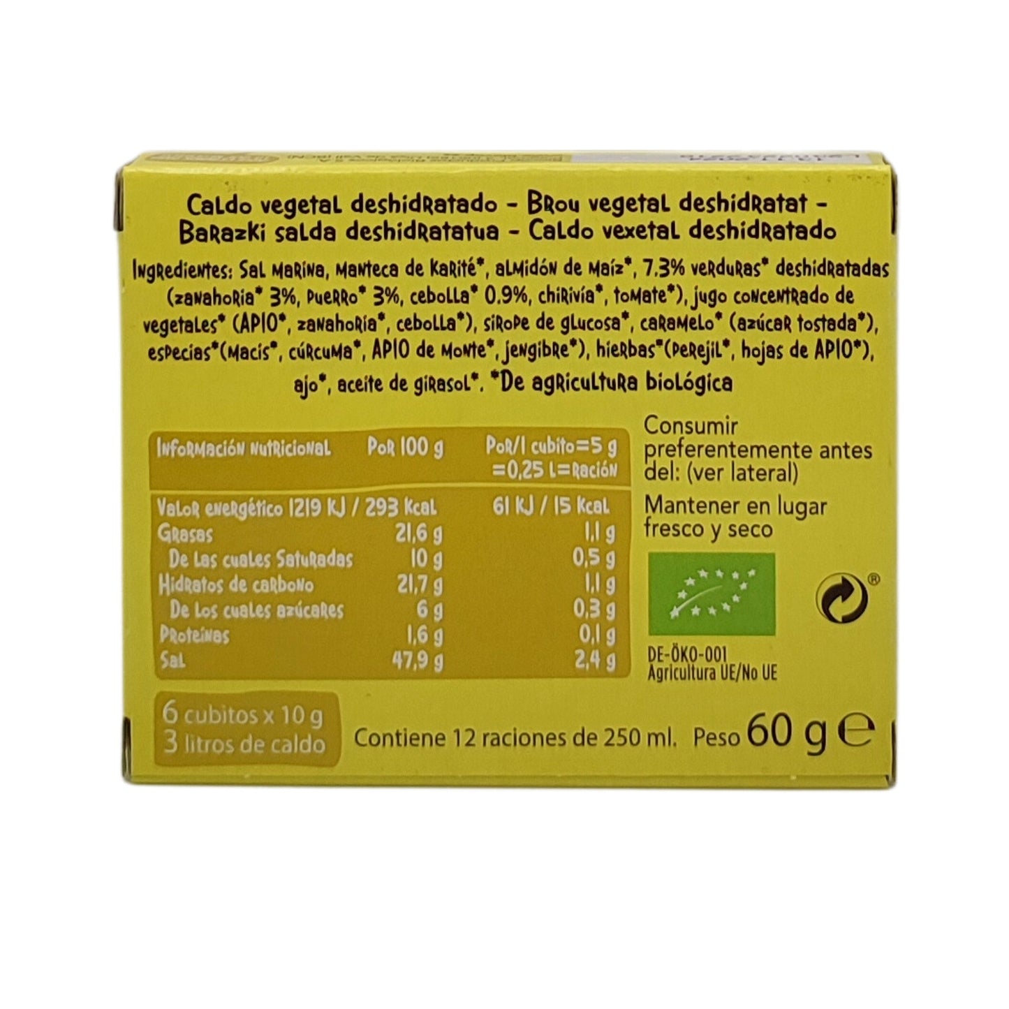 Caldo de Verduras en cubos deshidratado Eco - 6 tabletas - Biocop