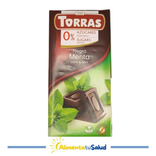 Chocolate Negro con Menta  Sin Azúcar - 75g - Torras