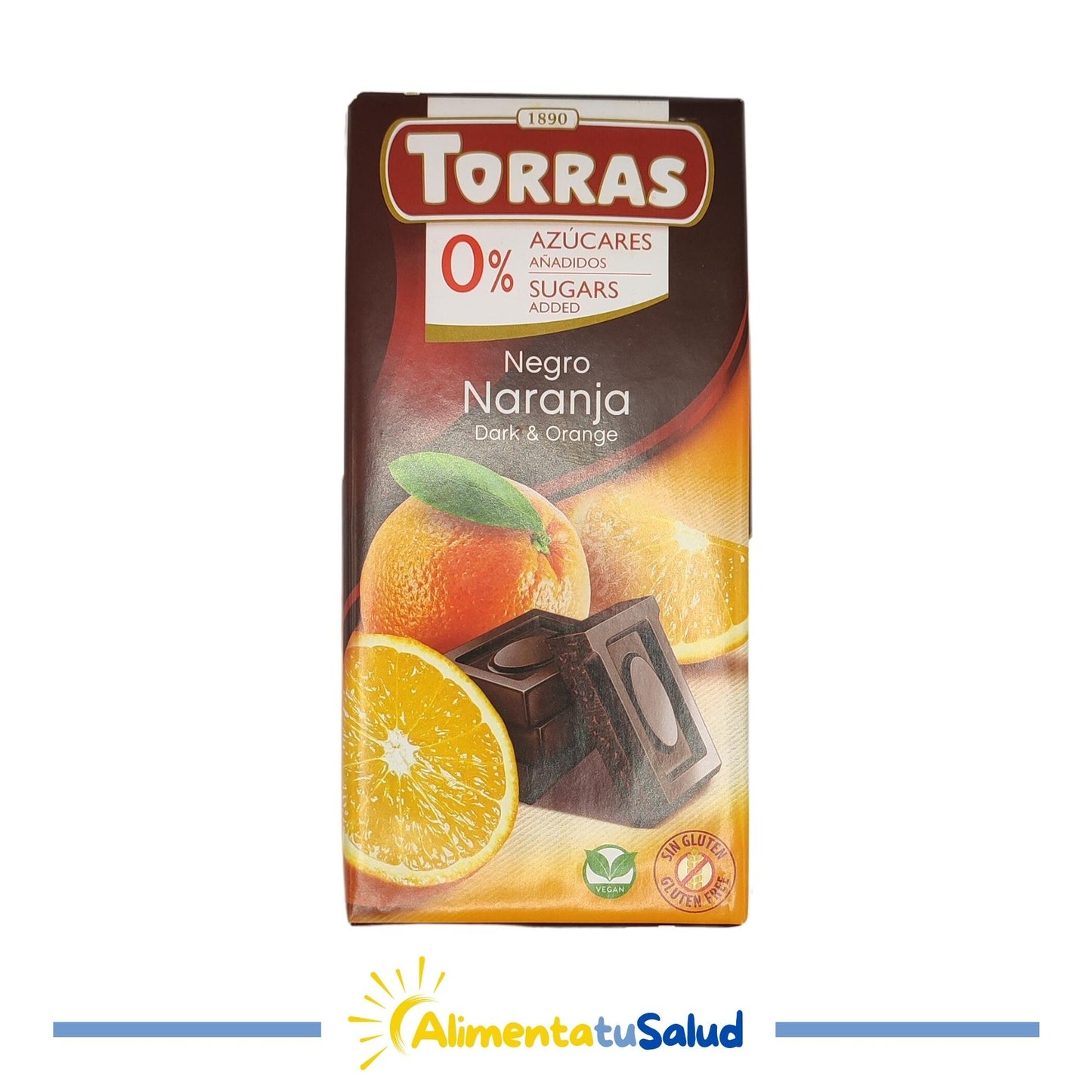 Chocolate Negro con Naranja Sin Azúcar - 75g - Torras