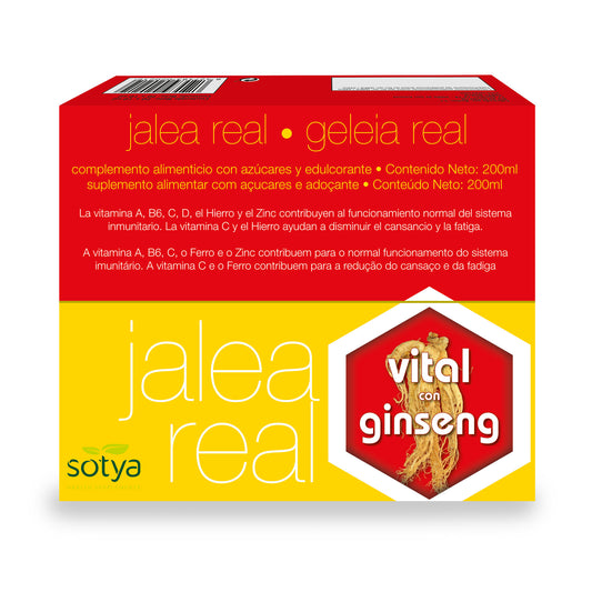 Jalea Real + Ginseng + Propóleo + Equinácea + Vitaminas - 20 viales - Sotya