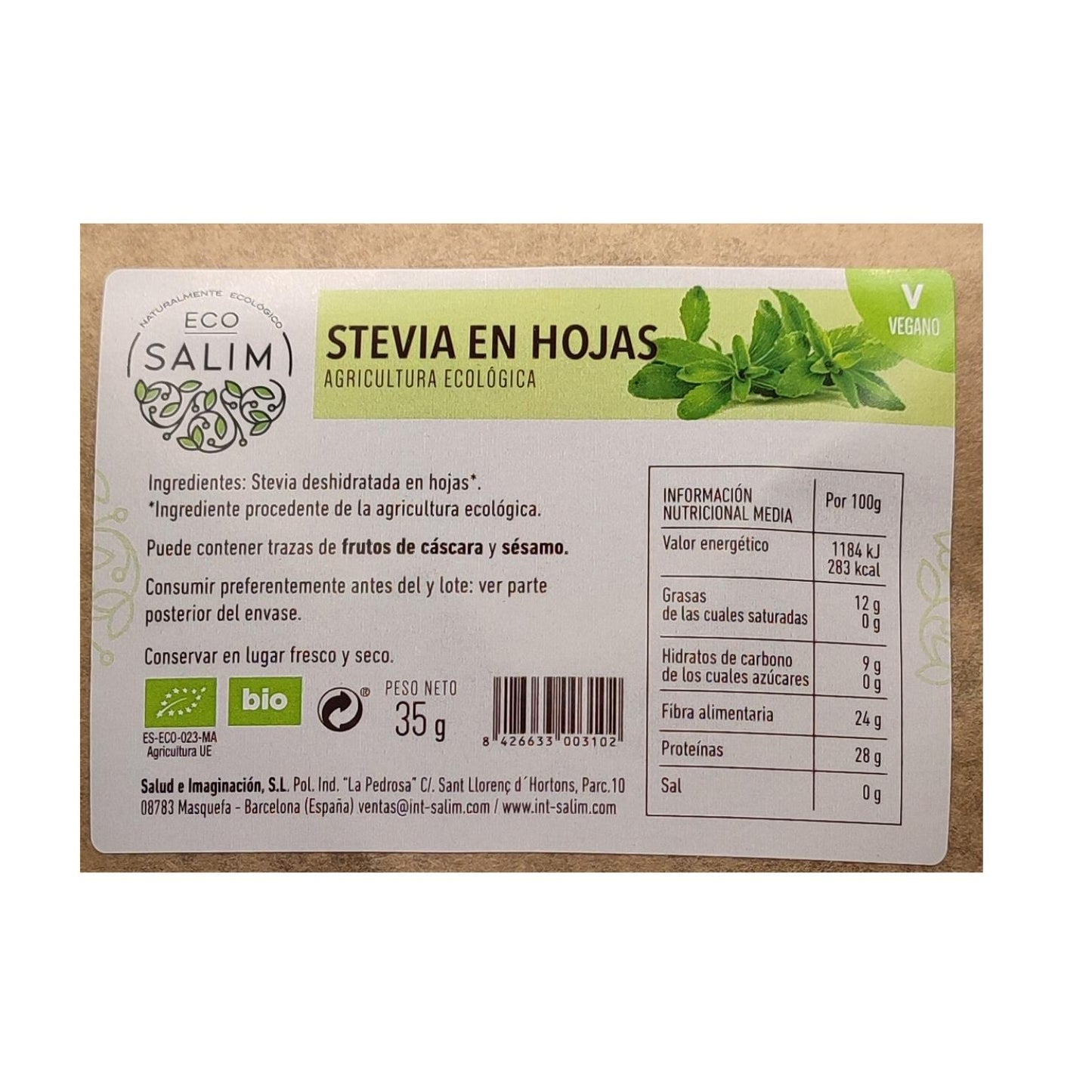 Stevia - fulles - 35g - EcoSalim
