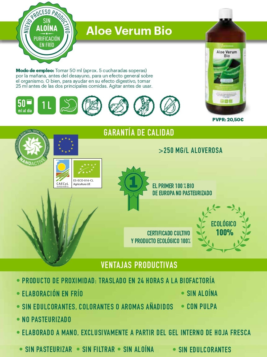 Aloe Verum Bio -  Jugo de Aloe Vera- Plameca - 1 litro