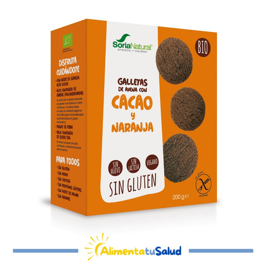 Galletas de avena con cacao y naranja - Sin Gluten-  200 g - Soria Natural