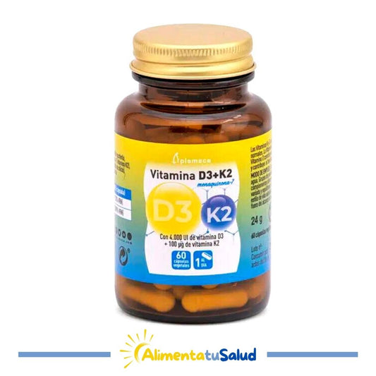 Vitamina D3 + K2 - 60 cápsulas - Plameca