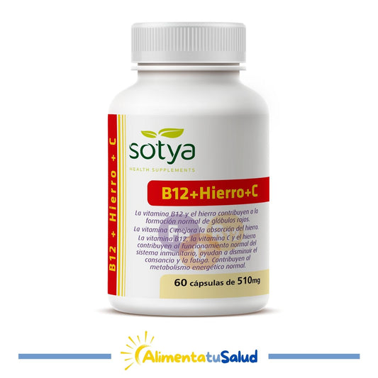 Vitamina B12 + Hierro + Vitamina C - Sotya - 60 cápsulas